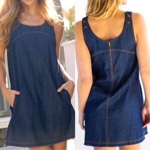 Natural Life Women’s Mini Blue JJ Denim Shift Jumper Boho Size Small